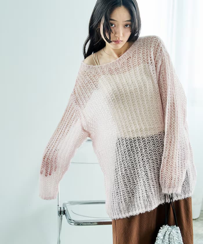 莫海亞混紡羊駝低針距針織衫