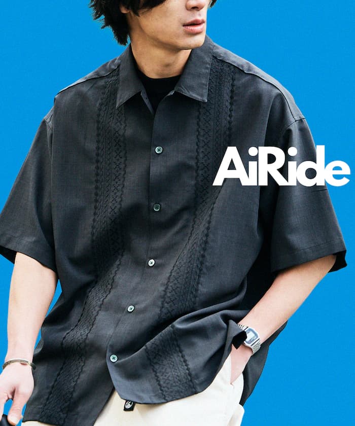 AiRide 抗UV 涼感 吸濕排汗 寬鬆版型 可收納 古巴領短袖襯衫【限定款】