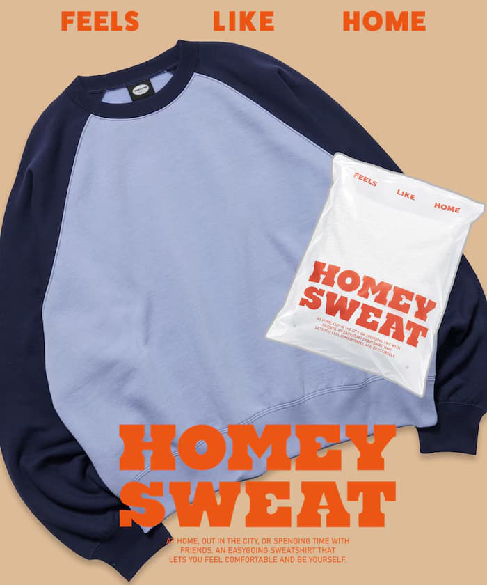 HOMEY SWEAT 寬鬆版型 包衣衛衣 落肩 圓領 柔和 裏起毛【限定款】