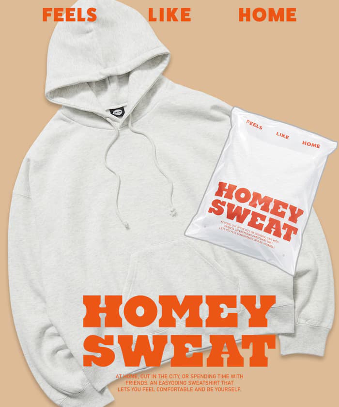 HOMEY SWEAT 寬鬆版型 套頭衫連帽衫 柔軟 裏起毛【限定款】