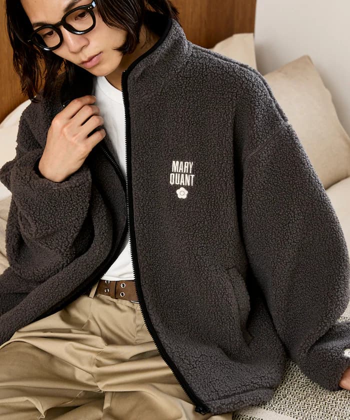 【8月28日 10:00販売開始】MARY QUANT 聯名限定 配色滾邊 絨毛 寬版夾克【限定款】
